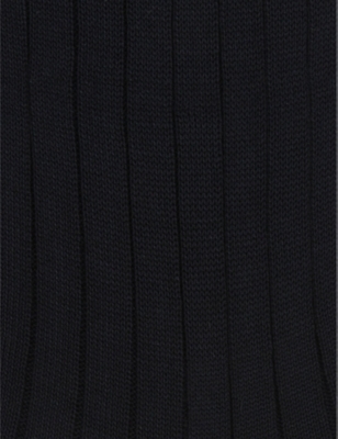 Shop Falke Men's Dark Navy Milano Cotton-blend Socks In Navy Blue