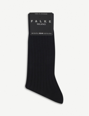 Shop Falke Men's Dark Navy Milano Cotton-blend Socks In Navy Blue