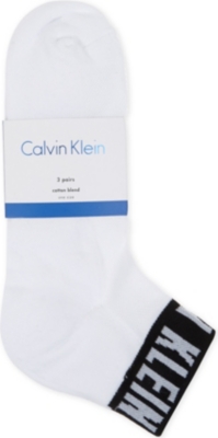 CALVIN KLEIN - Combed cotton ankle socks set of three