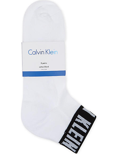 CALVIN KLEIN: Combed cotton ankle socks set of three