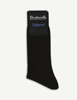 Shop Pantherella Men's Chocolate Short Ribbed Cotton Socks