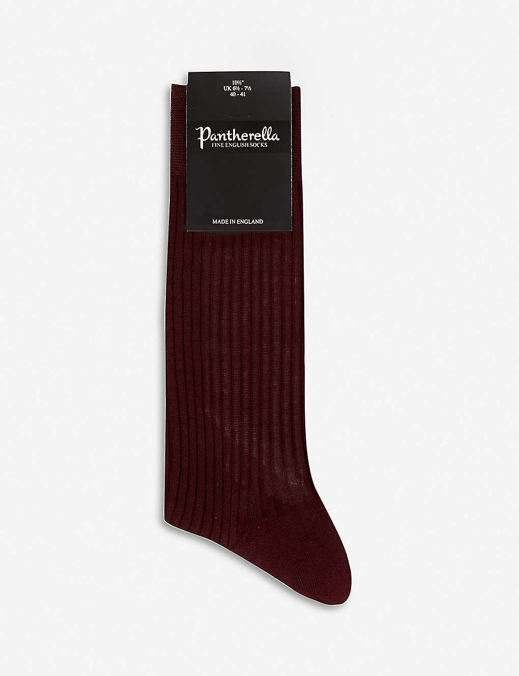 Pantherella Mens Burgundy Short Ribbed Cotton Socks
