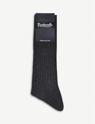 Shop Pantherella Men's Dkgy: Dark Grey Short Ribbed Cotton Socks