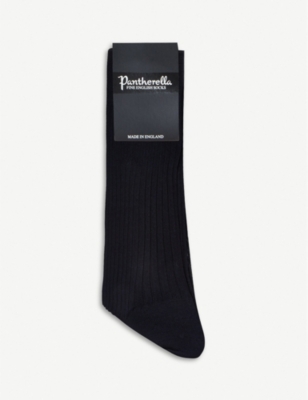Shop Pantherella Men's Vy Short Ribbed Cotton Socks In Navy