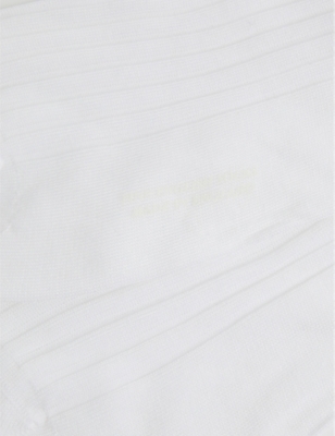 PANTHERELLA MENS WHITE RIBBED COTTON-BLEND SOCKS