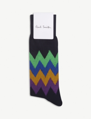 PAUL SMITH ZIG-ZAG PATTERN COTTON-BLEND SOCKS