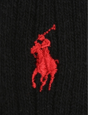 Polo Ralph Lauren Mens Black Ribbed Cotton-blend Socks In Black