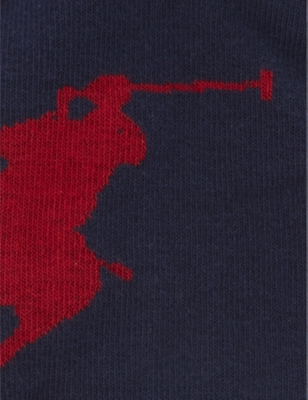 Polo Ralph Lauren Mens Navy Big Pony Trainer Socks Pack Of Three In Navy
