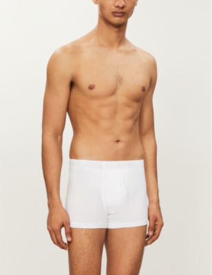 Hanro Mens White Basic Slim-fit Cotton-blend Trunks