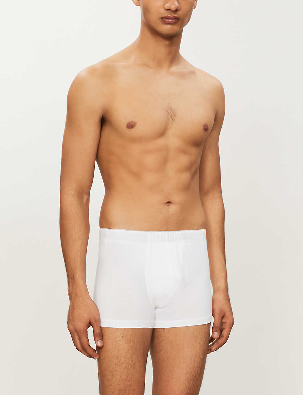Hanro Mens White Basic Slim-fit Cotton-blend Trunks