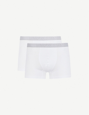 Hanro Pack Of Two Cotton Essentials Stretch-cotton Trunks In White/grey