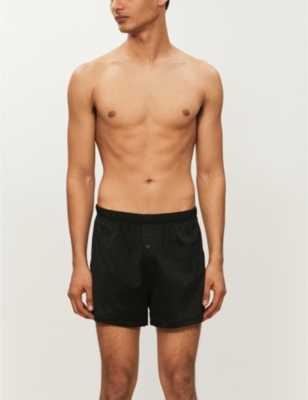 Hanro Mens Black Sporty Regular-fit Cotton Boxers In Black