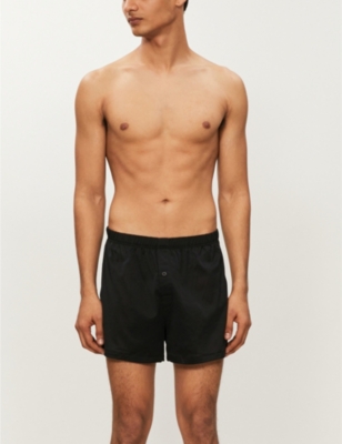 Shop Hanro Men's Black Sporty Regular-fit Cotton Boxers