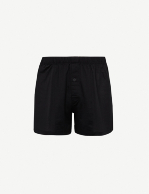 Shop Hanro Men's Black Sporty Regular-fit Cotton Boxers