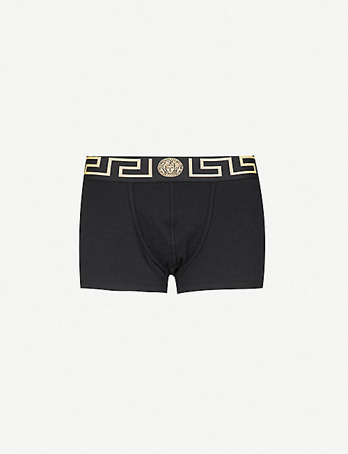 VERSACE: Pack of two Iconic slim-fit stretch-cotton trunks
