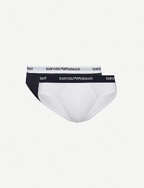 EMPORIO ARMANI: Pack of two logo slim-fit cotton briefs