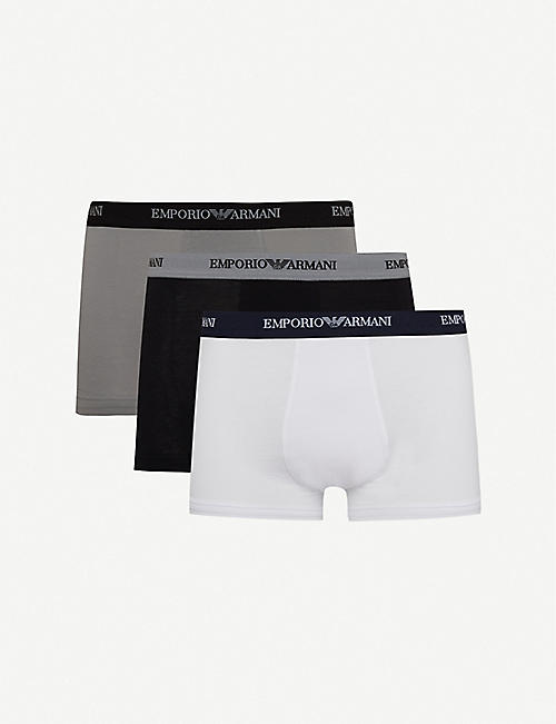 EMPORIO ARMANI: Pack of three logo slim-fit cotton briefs