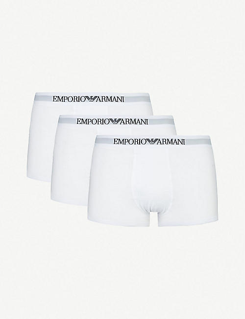 EMPORIO ARMANI: Slim-fit stretch-cotton trunks pack of three