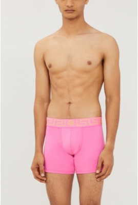 Versace Iconic Stretch-cotton Trunks In Hot Pink