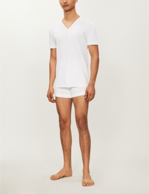 Shop Zimmerli Mens White Pure Comfort V-neck T-shirt