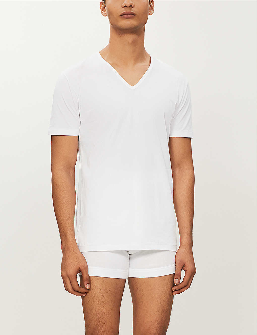 Shop Zimmerli Pure Comfort V-neck T-shirt In White