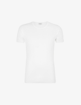 Shop Zimmerli Men's White Crew-neck Cotton T-shirt