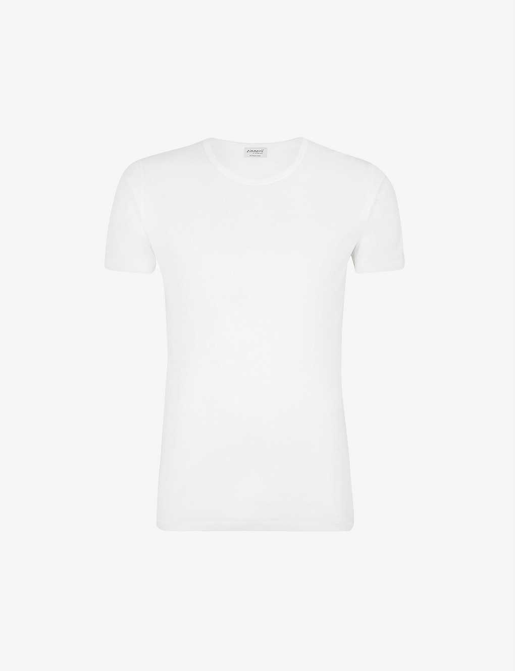 Shop Zimmerli Men's White Crew-neck Cotton T-shirt