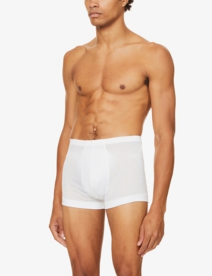 Zimmerli Mens White Slim-fit Stretch-cotton Trunks In White