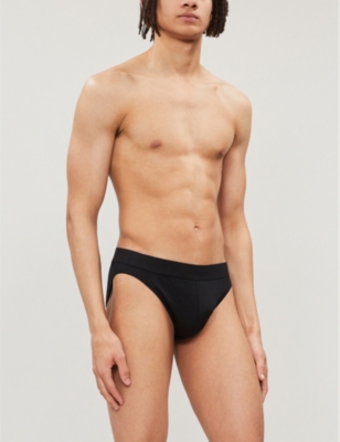 Shop Zimmerli Mens  Slim-fit Stretch-cotton Briefs In Black