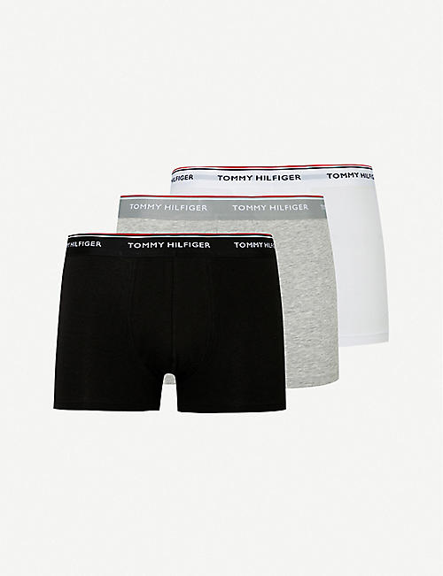 TOMMY HILFIGER: Pack of three slim-fit stretch-cotton trunks
