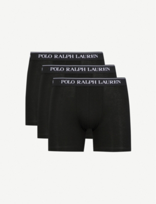 Shop Polo Ralph Lauren Men's Black Pack Of Three Classic-fit Stretch-cotton Boxer Briefs