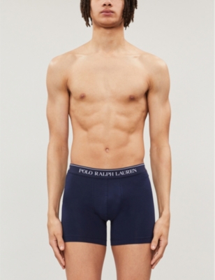 Shop Polo Ralph Lauren Men's Navy Pack Of Three Slim-fit Stretch-cotton Boxer Briefs In Blue