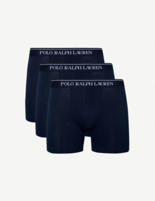 Shop Polo Ralph Lauren Men's Navy Pack Of Three Slim-fit Stretch-cotton Boxer Briefs In Blue