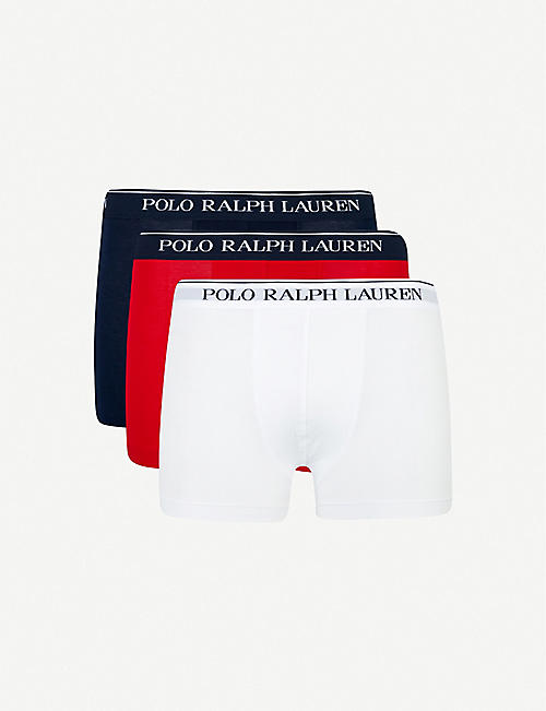 POLO RALPH LAUREN: Pack of three slim-fit stretch cotton trunks