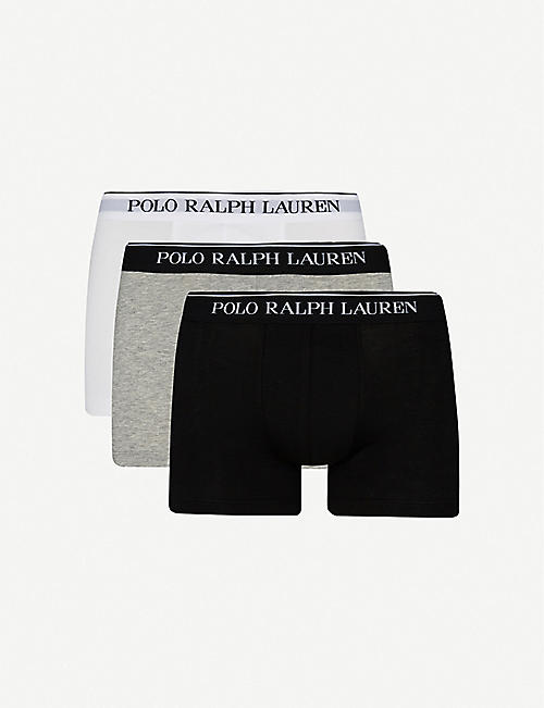 POLO RALPH LAUREN: Pack of three logo&ndash;waistband classic-fit stretch-cotton trunks