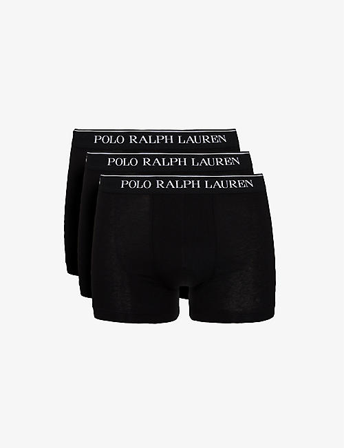 POLO RALPH LAUREN：徽标腰身经典版型弹力棉平角内裤三件装