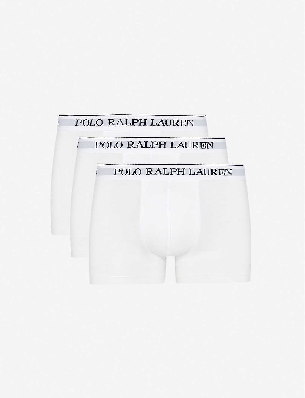 Ralph Lauren Polo  Mens White Logo Waistband Classic-fit Stretch-cotton Trunks Pack Of Three