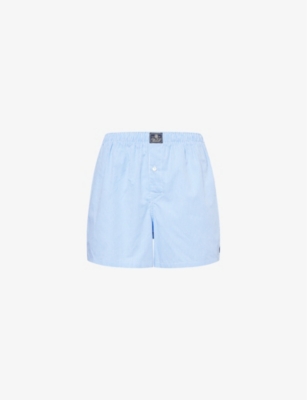 Polo Ralph Lauren Gingham Cotton Boxer Shorts In Light Blue