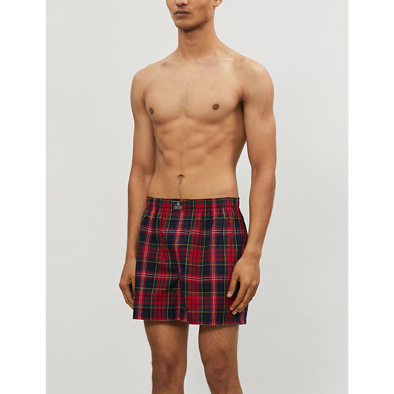 Polo Ralph Lauren Pack Of Three Relaxed-fit Cotton Boxers In Plaid/black/pony