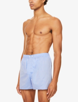 Shop Derek Rose Men's Blue Amalfi Batiste Relaxed-fit Cotton Woven Boxer Shorts