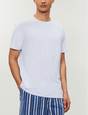 Derek Rose Ethan Mélange Stretch-micro Modal Jersey T-shirt In Blue