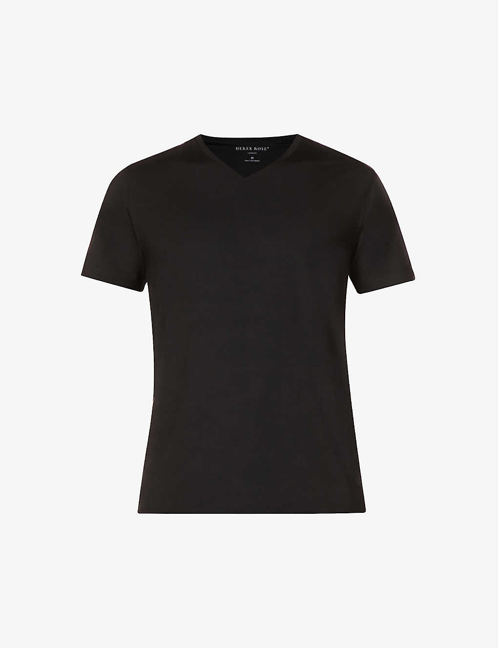 Shop Derek Rose Mens Black Basel Stretch-jersey T-shirt