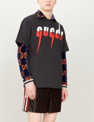 Gucci Black Gg Blade T-shirt In White Red