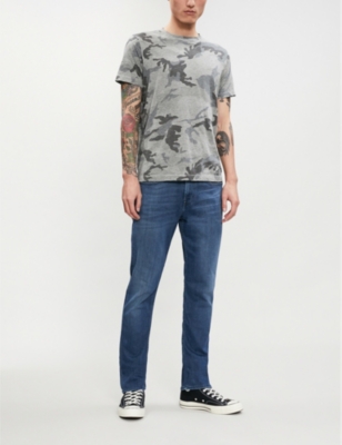 7 For All Mankind Mens Mid Blue Slimmy Luxe Performance Plus Slim-fit Jeans In Blue