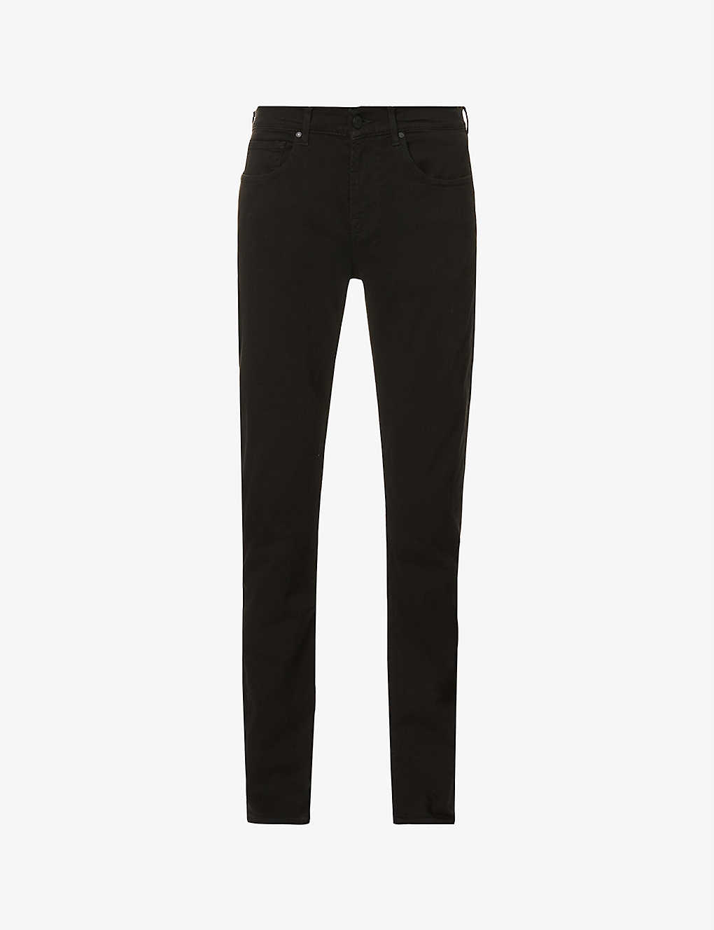Shop 7 For All Mankind Men's Black Slimmy Tapered Luxe Performance Plus Slim-fit Tapered Jeans