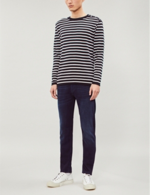 7 For All Mankind Luxe Performance Slim Straight Fit Jeans In North Pacific In Dark Blue