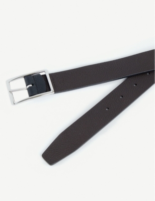 Anderson's Andersons Mens Dark Brown Grained Leather Reversible Belt In Black/brown