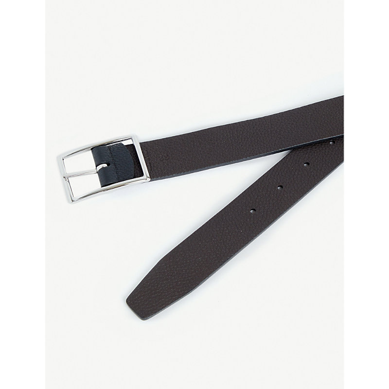 Shop Anderson's Grained Leather Reversible Belt In Black/brown