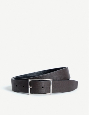 Anderson's Andersons Mens Dark Brown Grained Leather Reversible Belt In Black/brown