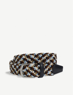 Shop Anderson's Andersons Men's Navy/sky/taupe/cream-woven Elasticated Belt